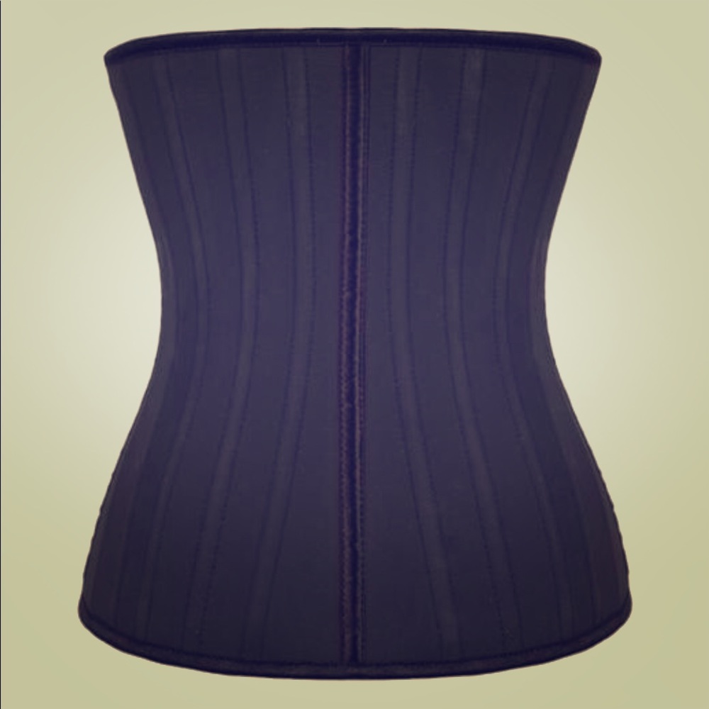 Black 25 Steel Bone Latex Zip & Clip Waist Trainer